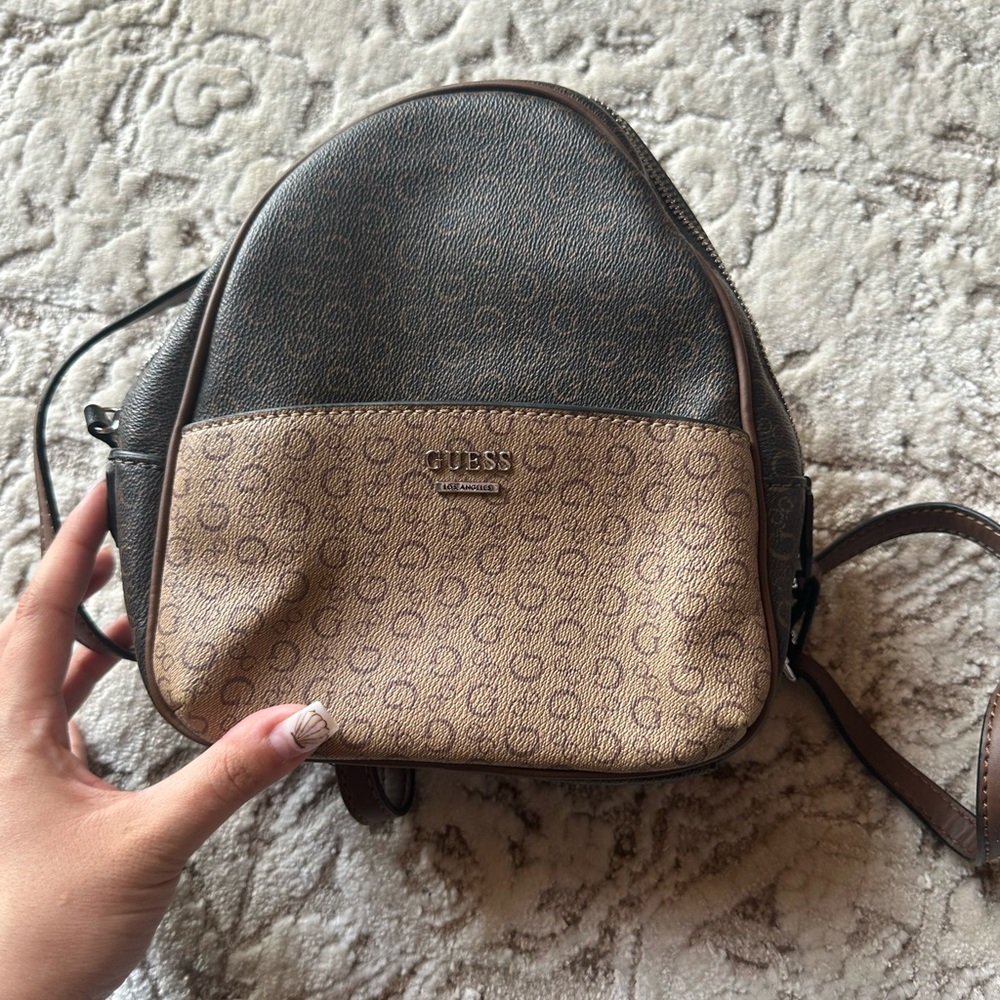 Guess Brown and Tan Backpack Chic Design